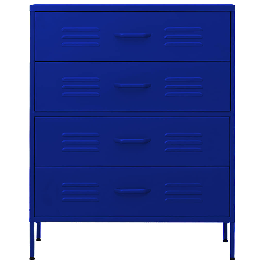 vidaXL Chest of Drawers Navy Blue 80x35x101.5 cm Steel 3