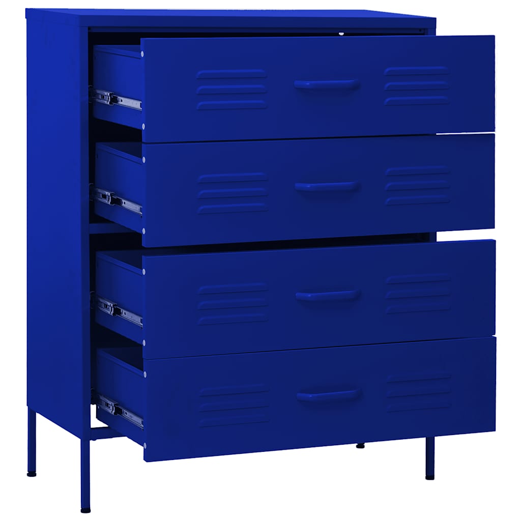 vidaXL Chest of Drawers Navy Blue 80x35x101.5 cm Steel 6