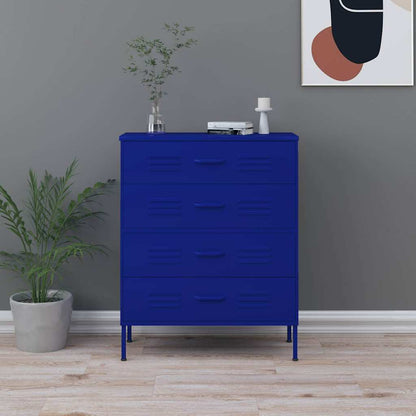 vidaXL Chest of Drawers Navy Blue 80x35x101.5 cm Steel 1