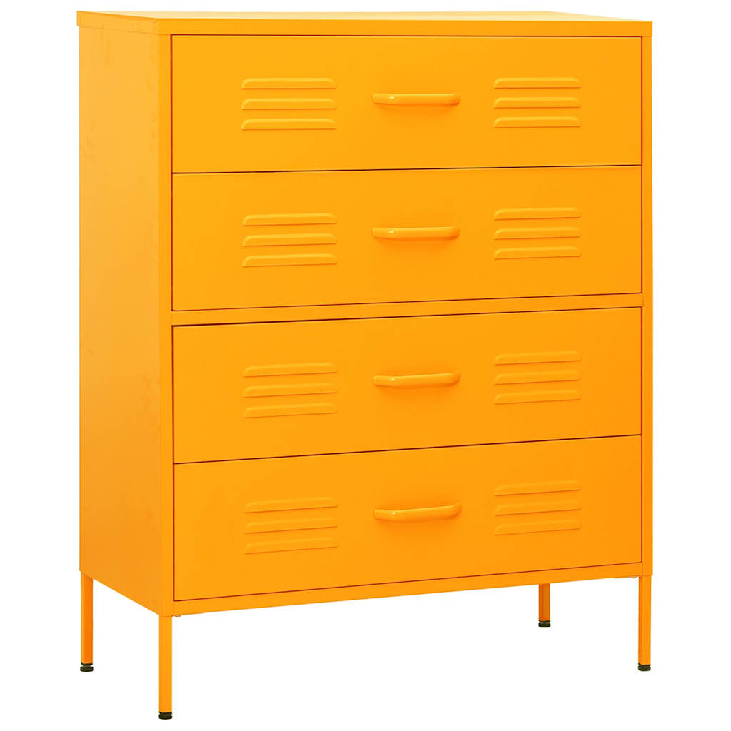 vidaXL Chest of Drawer | Mustard Yellow | Steel | Medium | Levelers 2