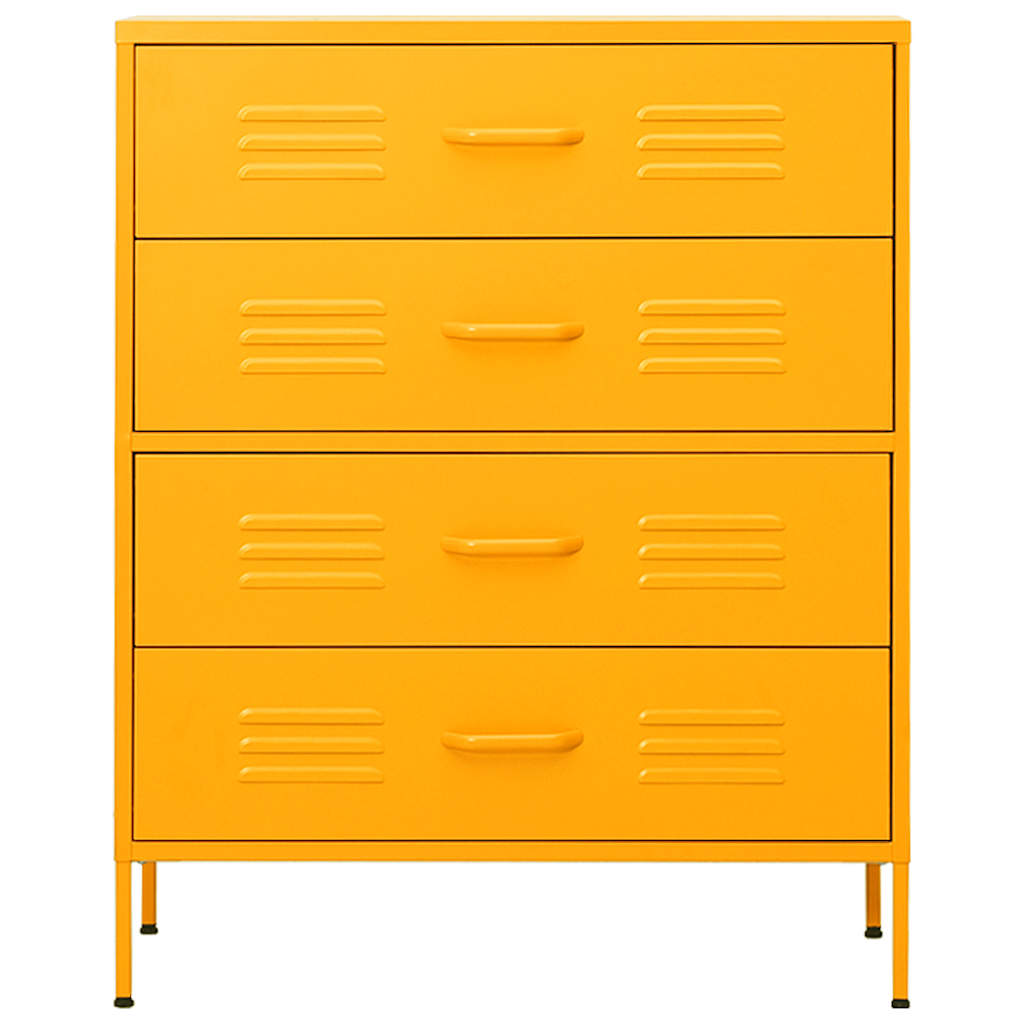 vidaXL Chest of Drawer | Mustard Yellow | Steel | Medium | Levelers 3