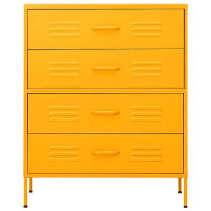 vidaXL Chest of Drawer | Mustard Yellow | Steel | Medium | Levelers 3