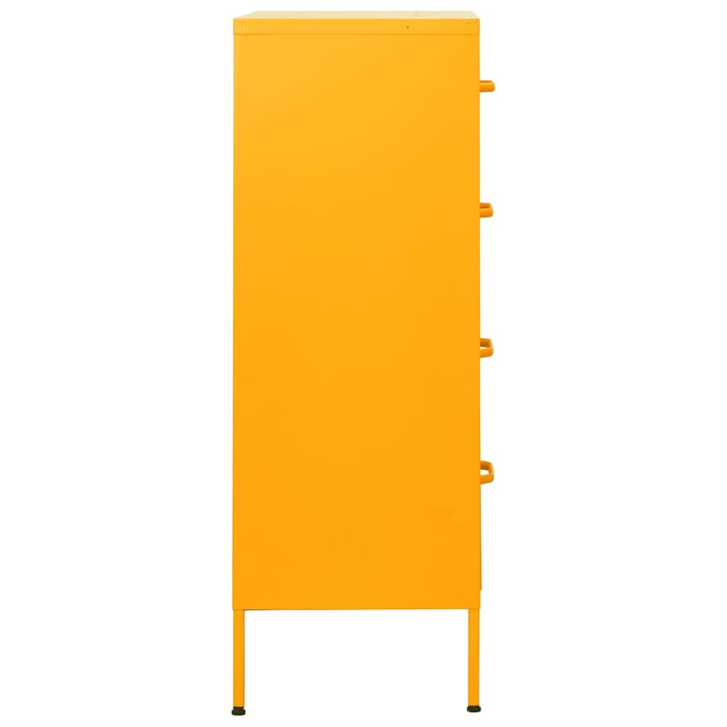 vidaXL Chest of Drawer | Mustard Yellow | Steel | Medium | Levelers 4