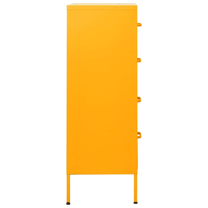 vidaXL Chest of Drawer | Mustard Yellow | Steel | Medium | Levelers 4