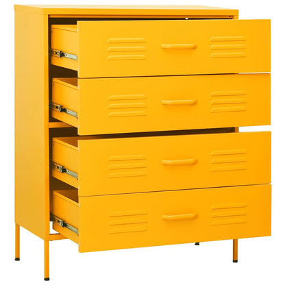 vidaXL Chest of Drawer | Mustard Yellow | Steel | Medium | Levelers 6