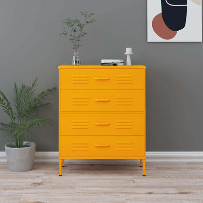 vidaXL Chest of Drawer | Mustard Yellow | Steel | Medium | Levelers 1
