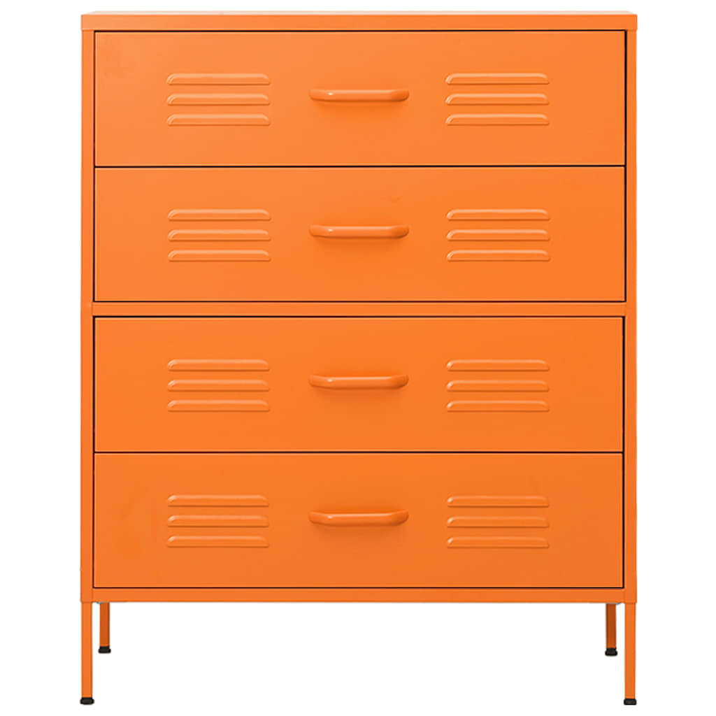 vidaXL Chest of Drawers Orange 80x35x101.5 cm Steel 3