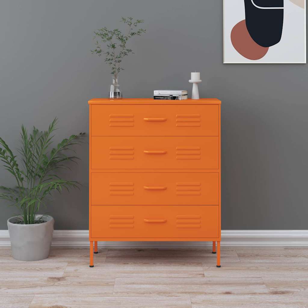 vidaXL Chest of Drawers Orange 80x35x101.5 cm Steel 1