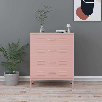 vidaXL Chest Of Drawer | Pink | Steel | Large | Adjustable Armrests 1