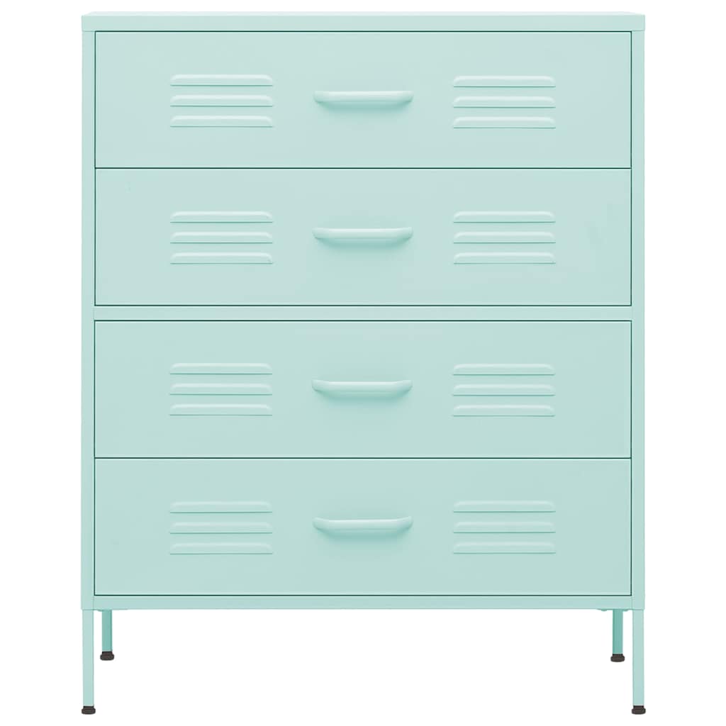 vidaXL Chest Of Drawer | Mint | Steel | 80x35x101.5 cm | Adjustable Feet 3