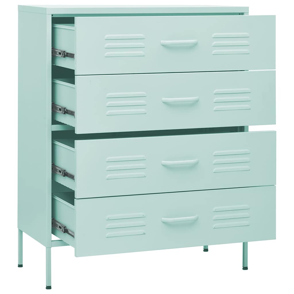 vidaXL Chest Of Drawer | Mint | Steel | 80x35x101.5 cm | Adjustable Feet 6
