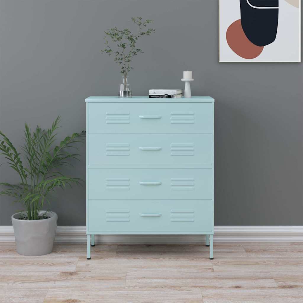 vidaXL Chest Of Drawer | Mint | Steel | 80x35x101.5 cm | Adjustable Feet 1