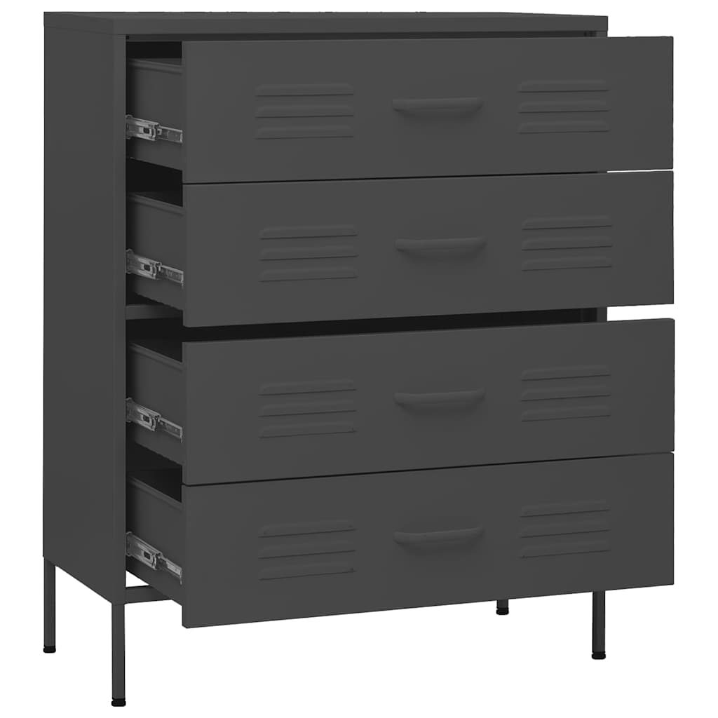 vidaXL Chest of Drawers Anthracite 80x35x101.5 cm Steel 6