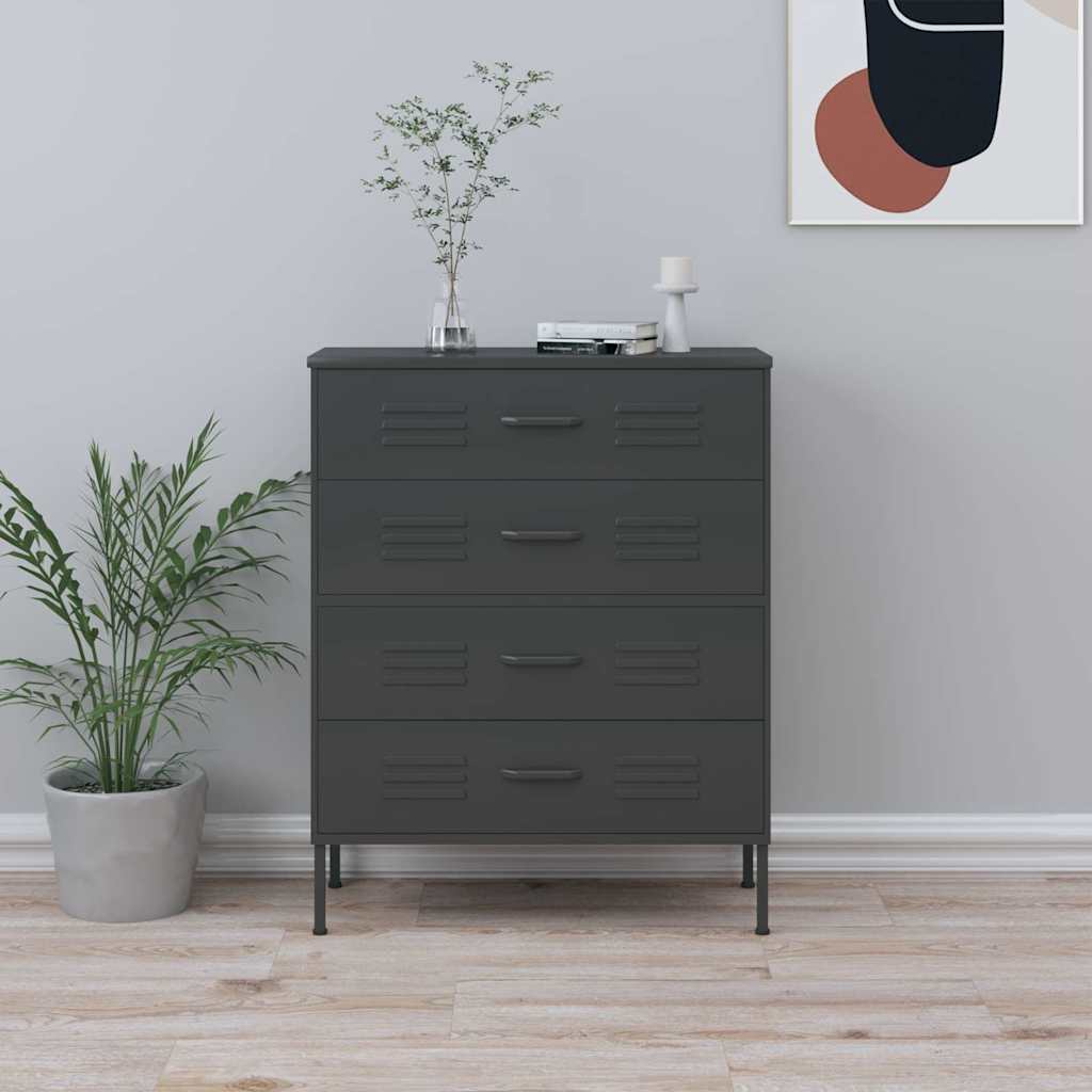 vidaXL Chest of Drawers Anthracite 80x35x101.5 cm Steel 1