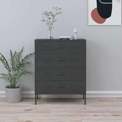 vidaXL Chest of Drawers Anthracite 80x35x101.5 cm Steel 1