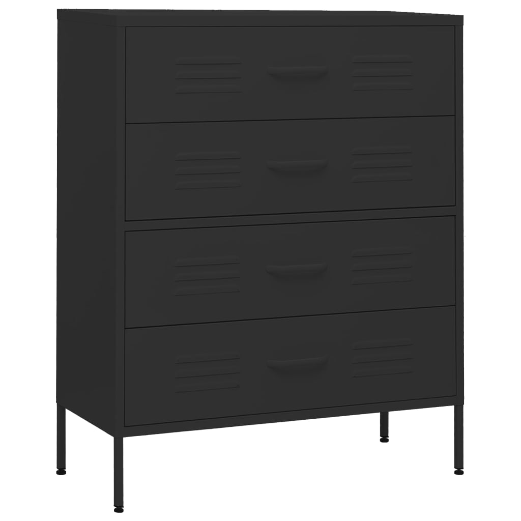 vidaXL Chest of Drawers | Black | Steel | Medium | Adjustable Feet 2