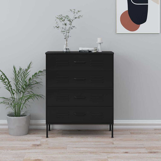 vidaXL Chest of Drawers | Black | Steel | Medium | Adjustable Feet 1