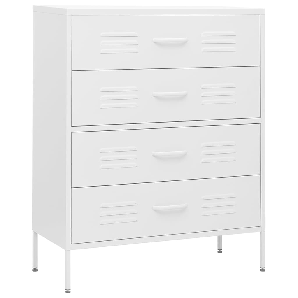 vidaXL Chest Of Drawers | White | Steel | 80x35x101.5 cm | Adjustable Feet 2