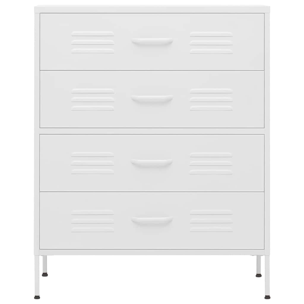 vidaXL Chest Of Drawers | White | Steel | 80x35x101.5 cm | Adjustable Feet 3