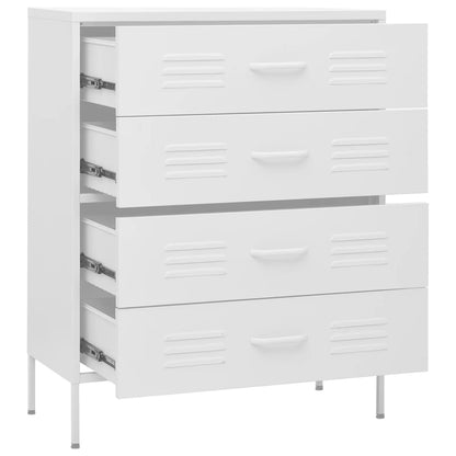 vidaXL Chest Of Drawers | White | Steel | 80x35x101.5 cm | Adjustable Feet 6