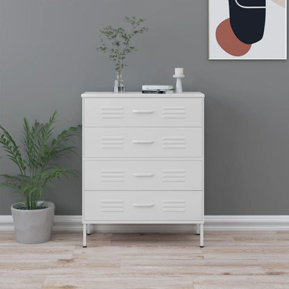 vidaXL Chest Of Drawers | White | Steel | 80x35x101.5 cm | Adjustable Feet 1