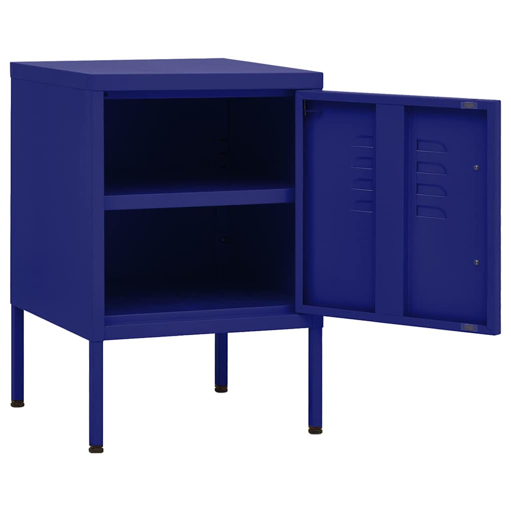 vidaXL Nightstand | Navy Blue | Steel | 35x35x51 cm |  Height-Adjustable 4