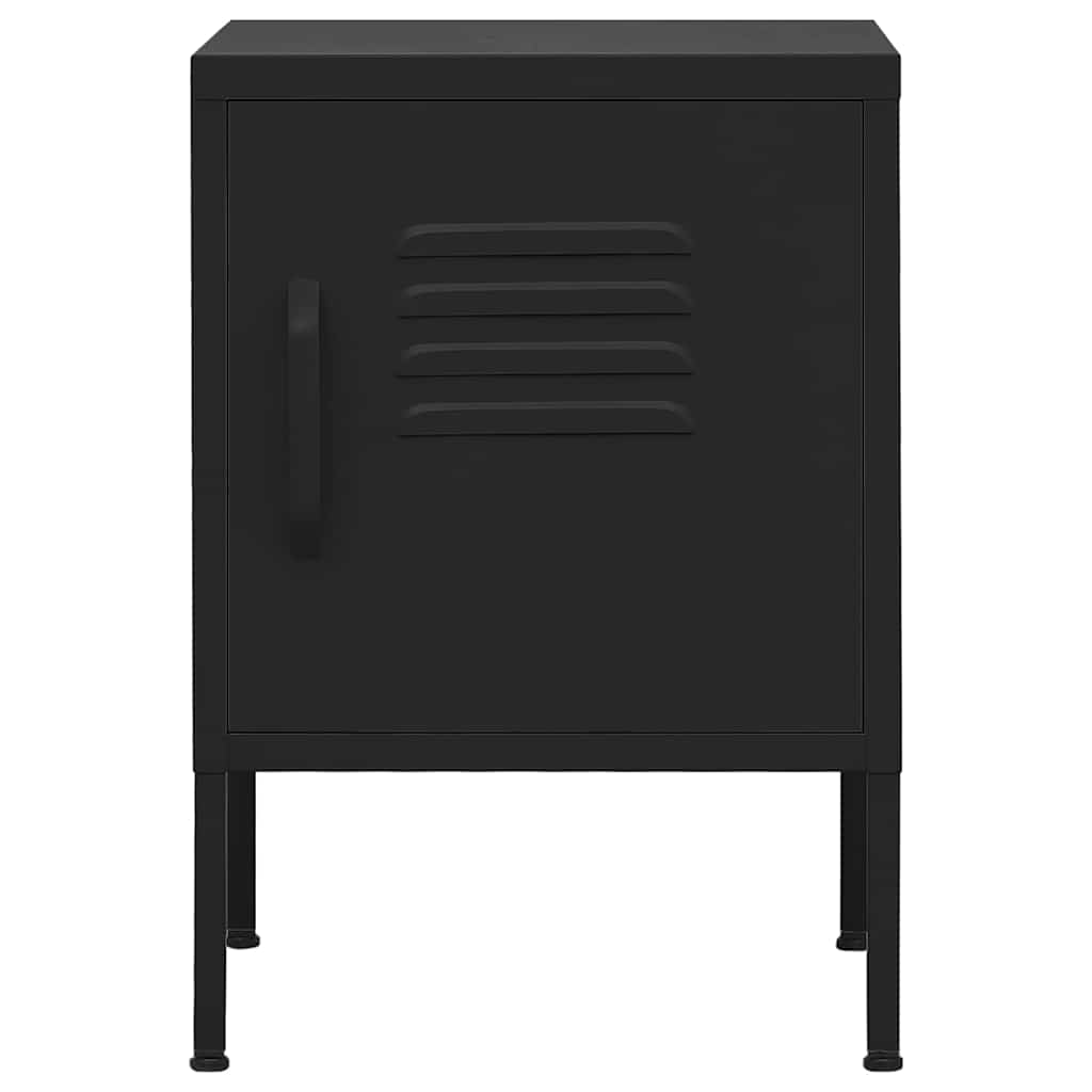 vidaXL Nightstand | Black | Steel | Compact | Nightstand | Square | Modern 3