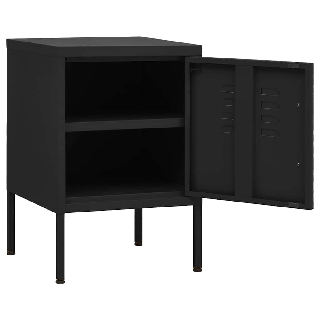 vidaXL Nightstand | Black | Steel | Compact | Nightstand | Square | Modern 4