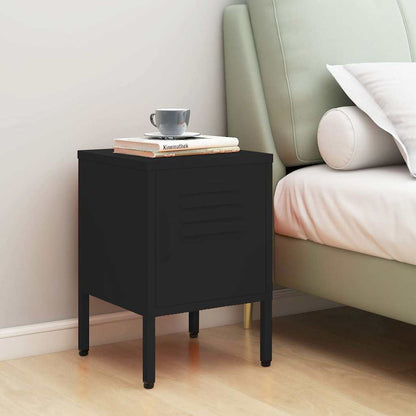 vidaXL Nightstand | Black | Steel | Compact | Nightstand | Square | Modern 1