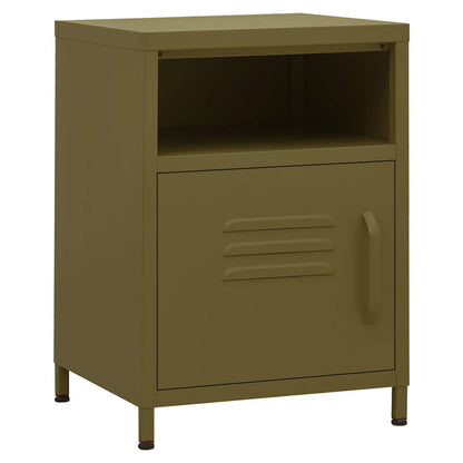 vidaXL Nightstand | Olive Green | Steel | Medium | Adjustable Feet | Nightstand 2