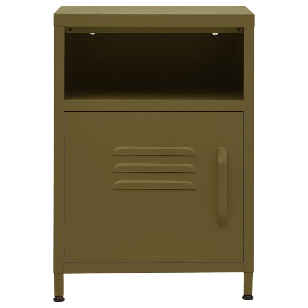 vidaXL Nightstand | Olive Green | Steel | Medium | Adjustable Feet | Nightstand 3