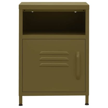 vidaXL Nightstand | Olive Green | Steel | Medium | Adjustable Feet | Nightstand 3