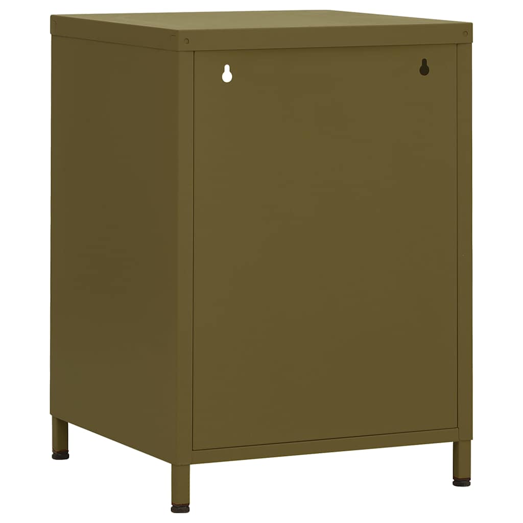 vidaXL Nightstand | Olive Green | Steel | Medium | Adjustable Feet | Nightstand 5