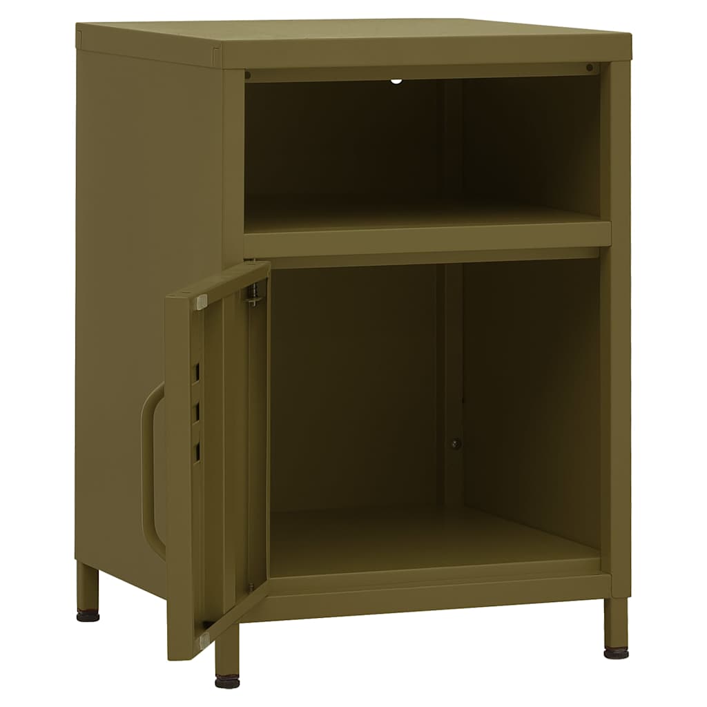 vidaXL Nightstand | Olive Green | Steel | Medium | Adjustable Feet | Nightstand 6