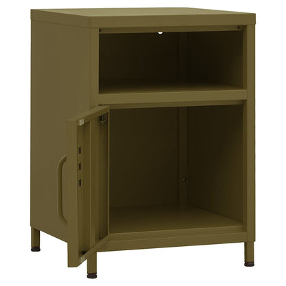 vidaXL Nightstand | Olive Green | Steel | Medium | Adjustable Feet | Nightstand 6