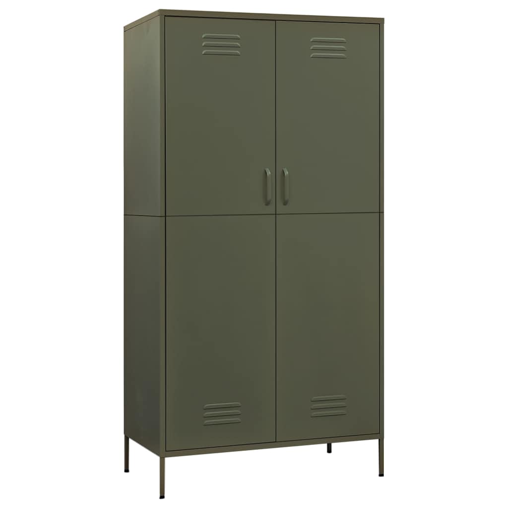 vidaXL Wardrobe Olive Green 90x50x180 cm Steel 2