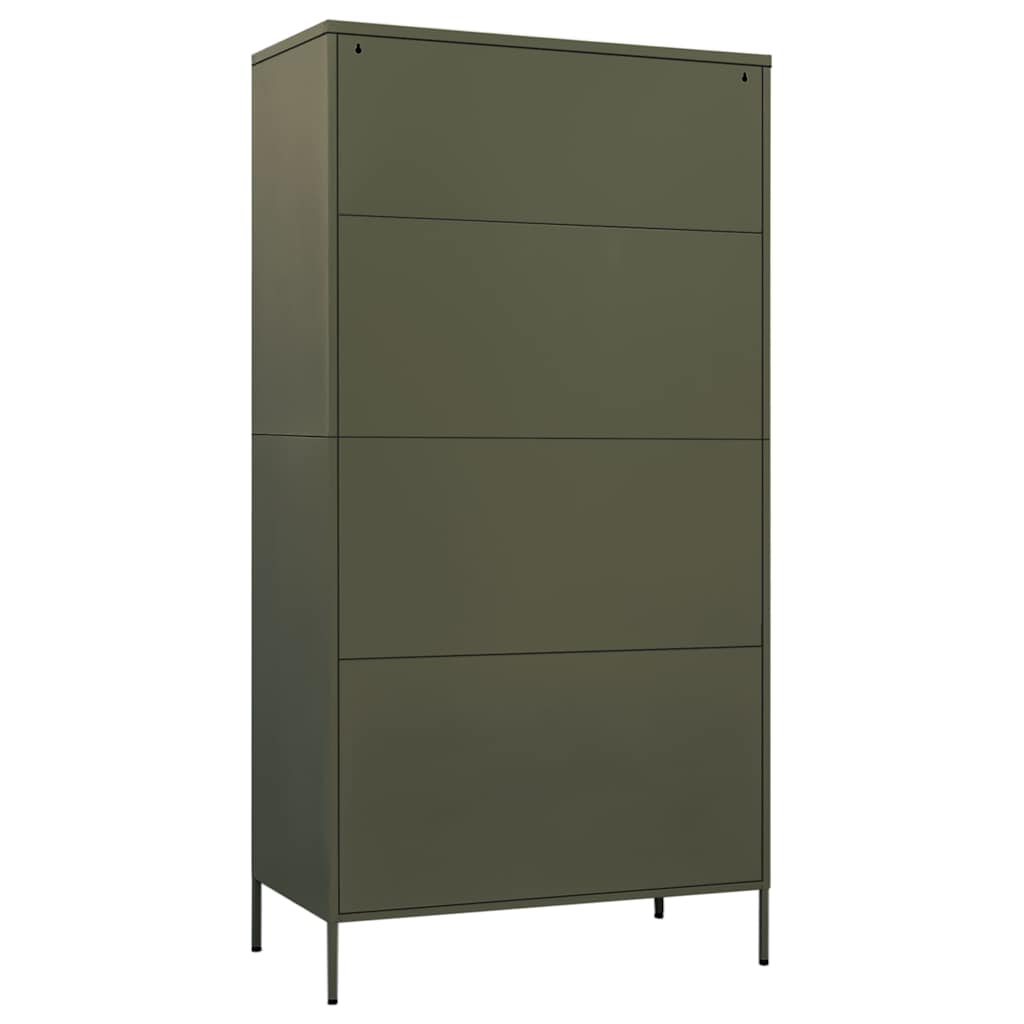 vidaXL Wardrobe Olive Green 90x50x180 cm Steel 5