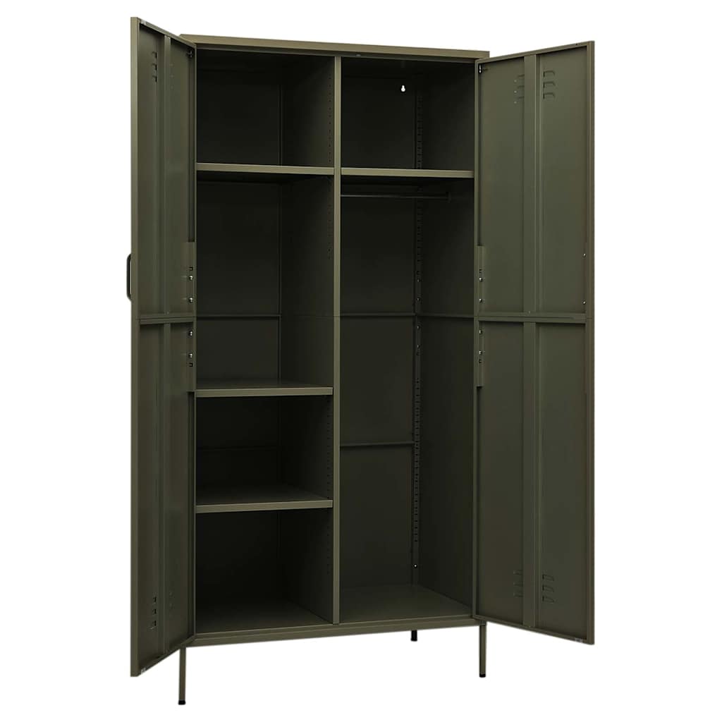 vidaXL Wardrobe Olive Green 90x50x180 cm Steel 6