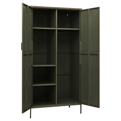 vidaXL Wardrobe Olive Green 90x50x180 cm Steel 6