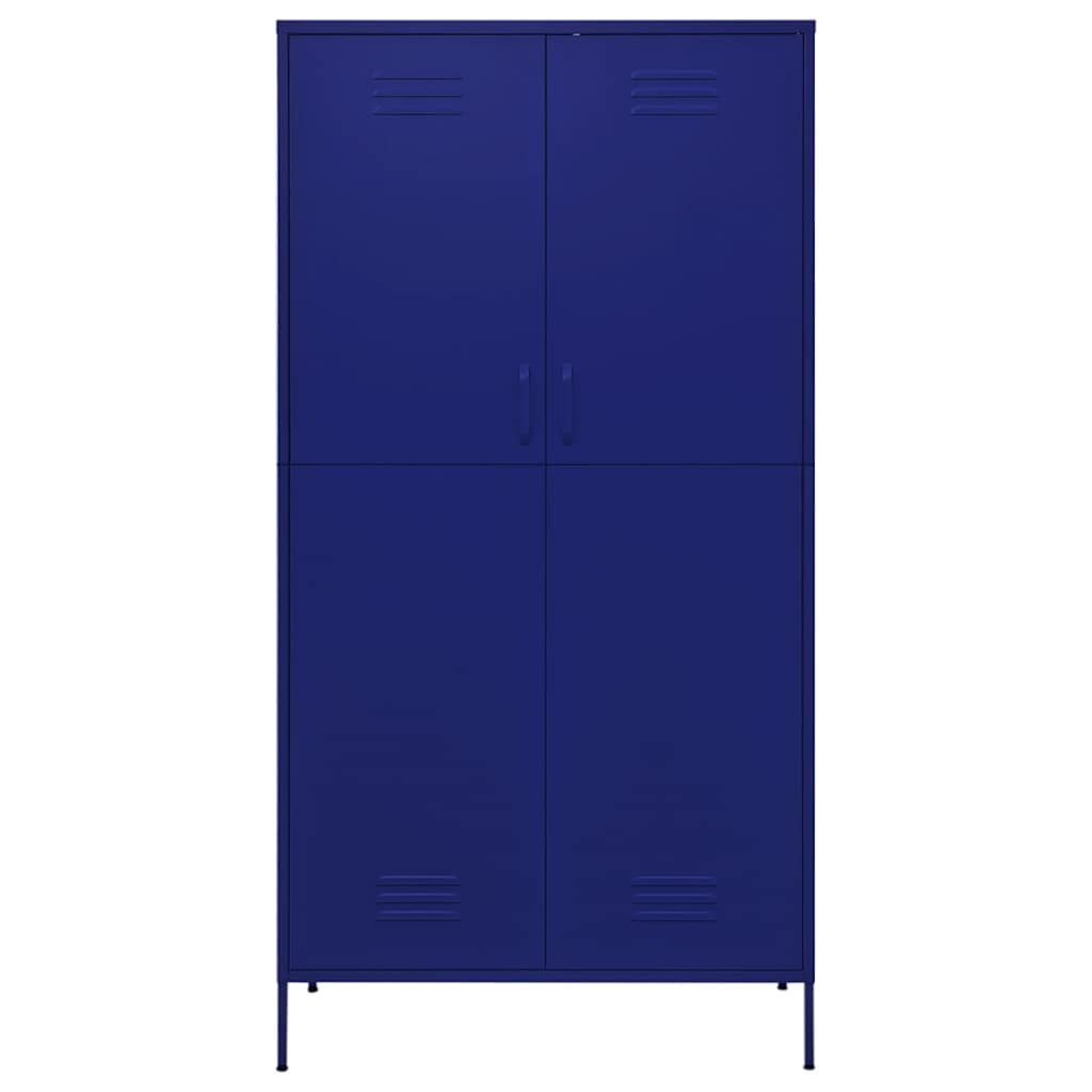 vidaXL Wardrobe Navy Blue 90x50x180 cm Steel 3