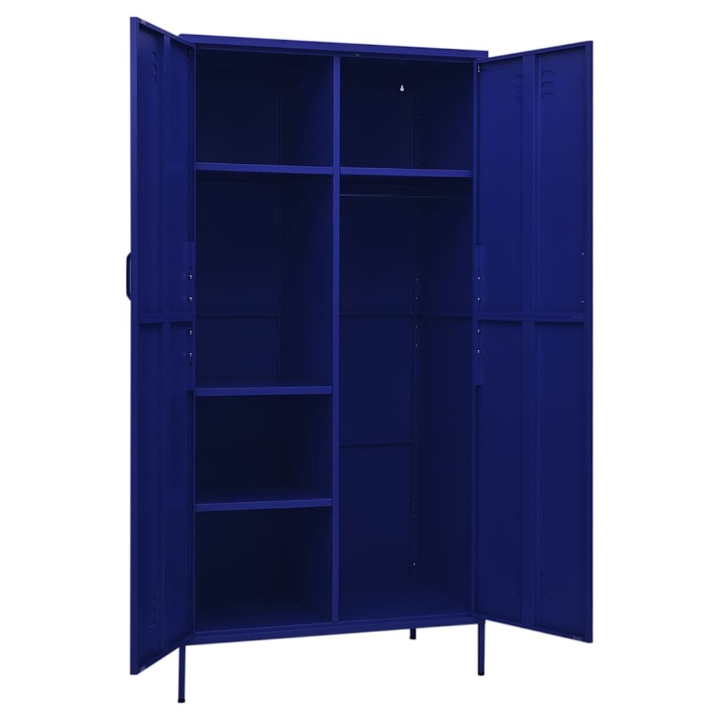 vidaXL Wardrobe Navy Blue 90x50x180 cm Steel 6