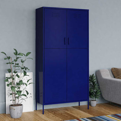 vidaXL Wardrobe Navy Blue 90x50x180 cm Steel 1