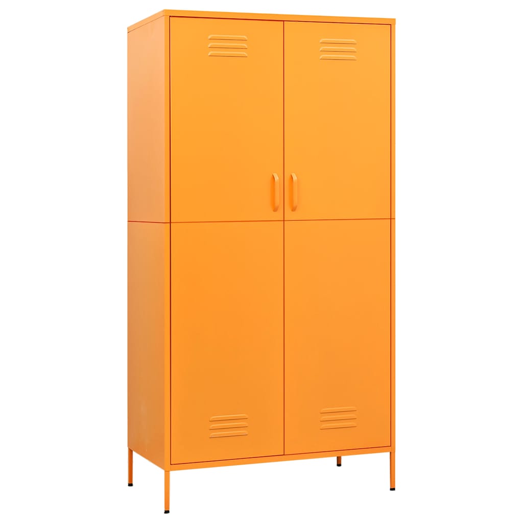 vidaXL Wardrobe | Mustard Yellow | Steel | Large | Levelers | Wardrobe 2
