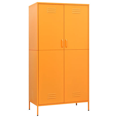 vidaXL Wardrobe | Mustard Yellow | Steel | Large | Levelers | Wardrobe 2