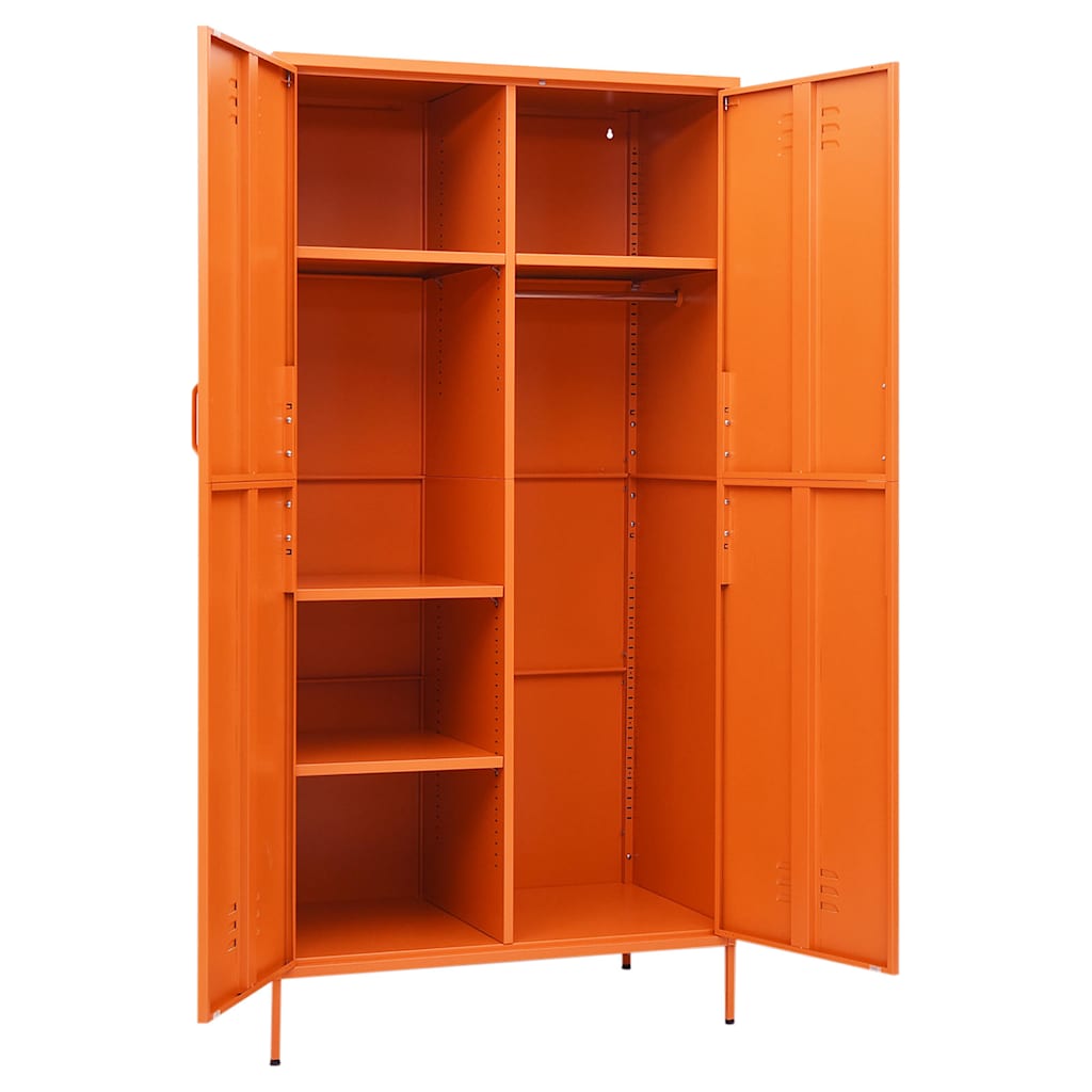 vidaXL Wardrobe | Orange | Powder-Coated Steel | Large | Wardrobe | Rectangular 6