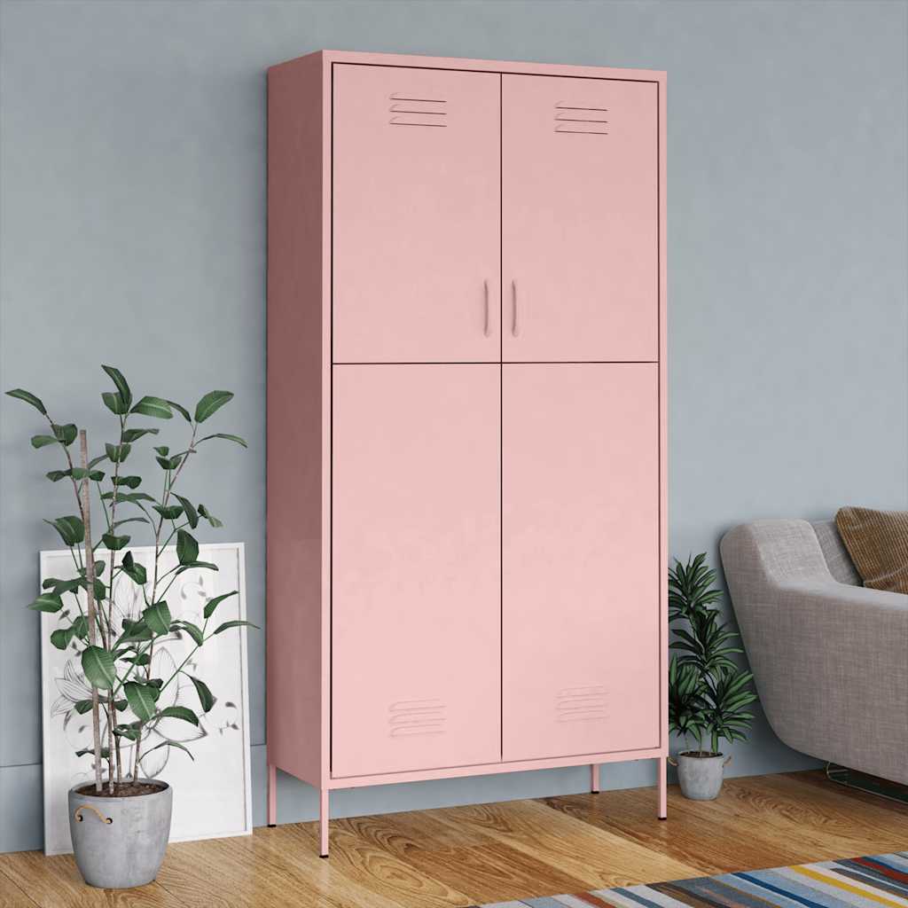 vidaXL Wardrobe | Pink | Steel | Large | Wardrobe | Rectangular | Modern 1