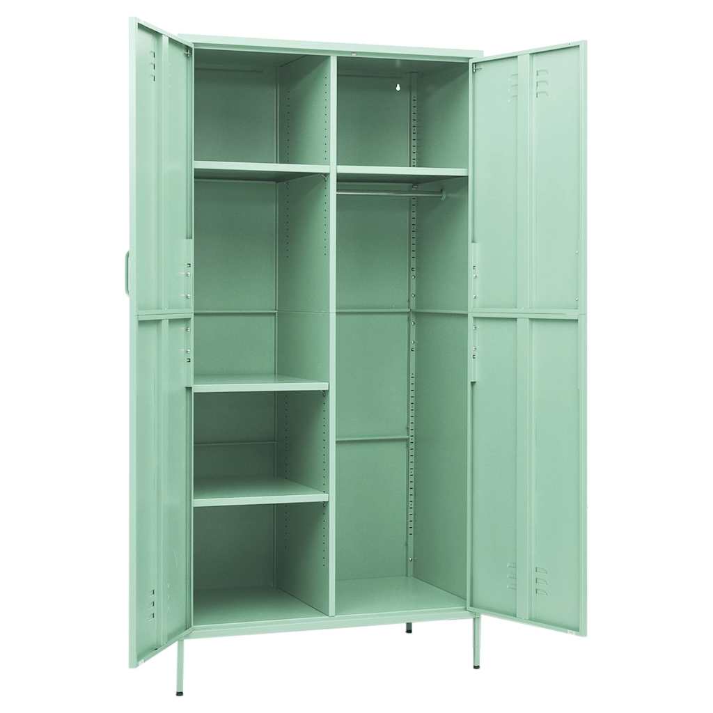 vidaXL Wardrobe | Mint | Steel | 90x50x180 cm | Modern Mint Wardrobe | Doors 6
