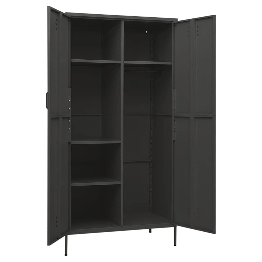 vidaXL Wardrobe | Anthracite | Steel | Medium | Height-Adjustable Shelves 6