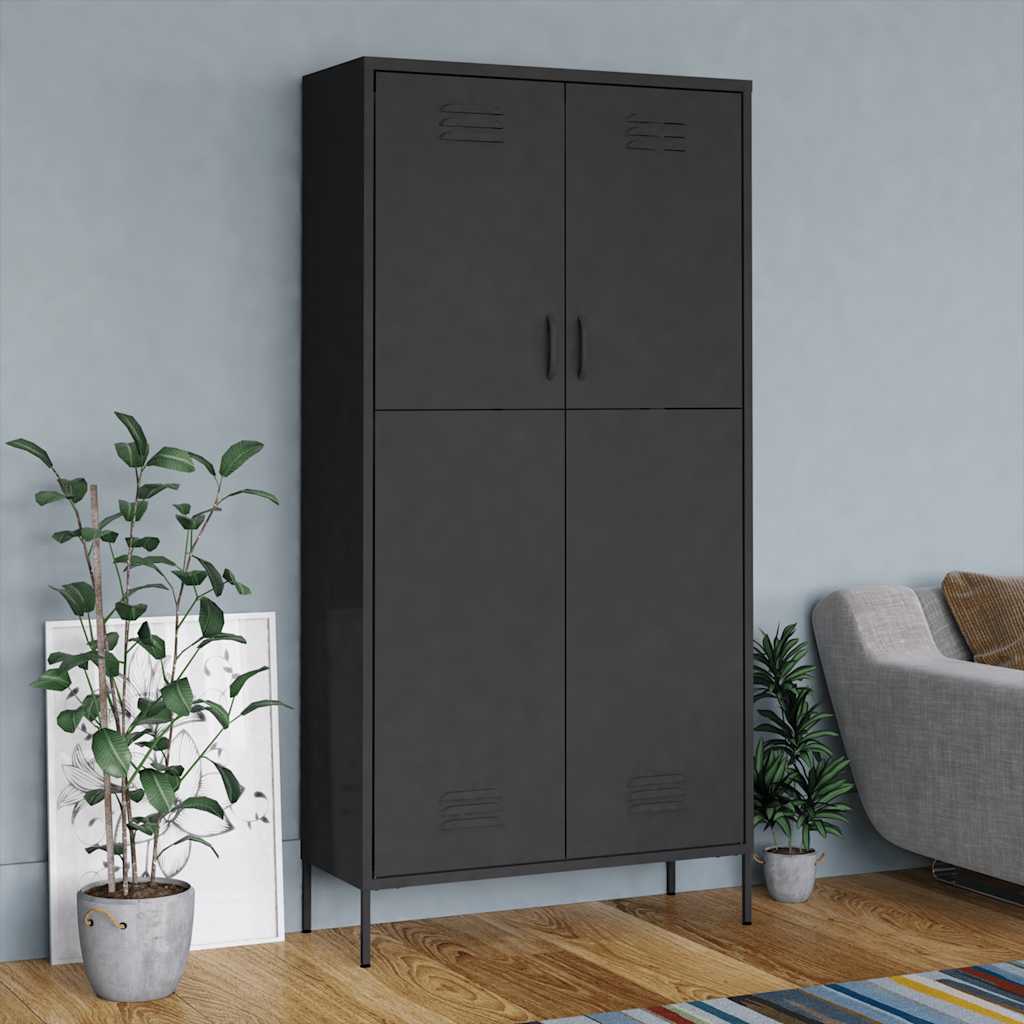 vidaXL Wardrobe | Anthracite | Steel | Medium | Height-Adjustable Shelves 1