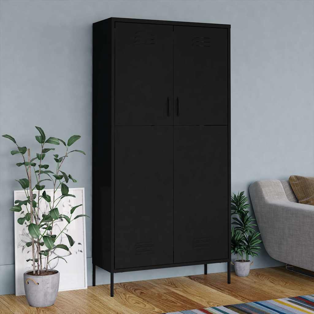 vidaXL Wardrobe | Black | Steel | Large | Wardrobe | Rectangular | Modern 1